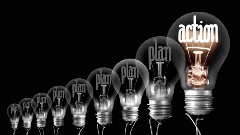 Light Bulbs with Plan and Action Concept Stock Footage 151885767