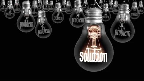 Light Bulbs with Problem and Solution Concept Video stock 155270054