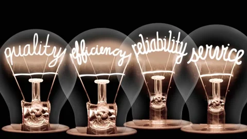 Light Bulbs with Quality, Support, Reliability and Service Concept Stock-Footage 168737213