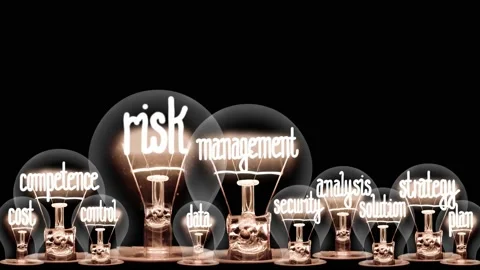Light Bulbs with Risk Management Concept Video stock 169592393