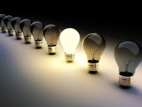 Light bulbs in a row (4) Stock Illustration