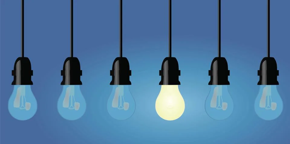Light bulbs in a row Stock Illustration