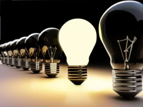 Light bulbs in a row Stock Illustration