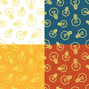 Light Bulbs seamless pattern. 4 color variations. Vector file Stock Illustration