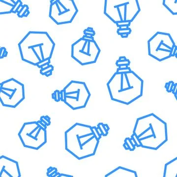 Light Bulbs seamless pattern. Blue objects on white background Stock Illustration