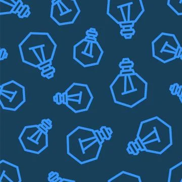 Light Bulbs seamless pattern. Blue objects on dark background Stock Illustration