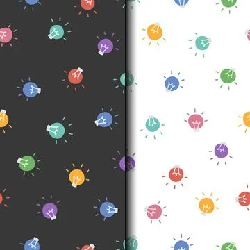 Light bulbs seamless pattern set on diferent backgrounds Stock Illustration