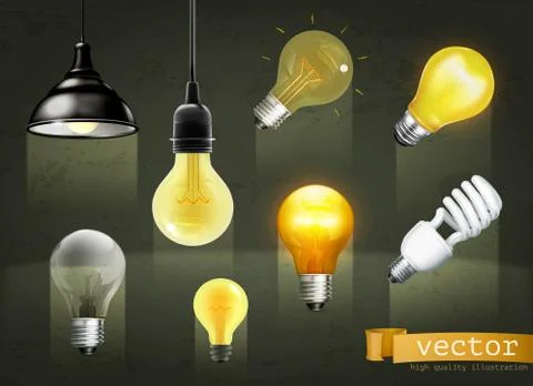 Light bulbs, set of vector icons Stock Illustration