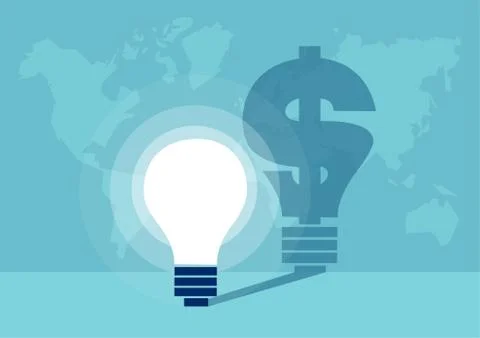 Light bulbs with shadow in shape of dollar Stock Illustration
