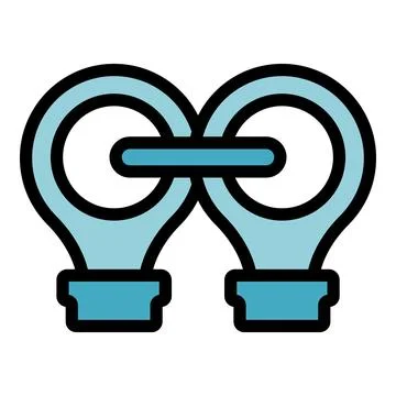 Light bulbs sharing innovative idea through link icon Stock Illustration