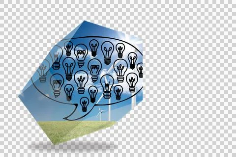 Light bulbs in speech bubble on abstract screen Illustrazione stock