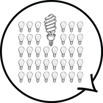 Light bulbs in speech bubble Stock Illustration