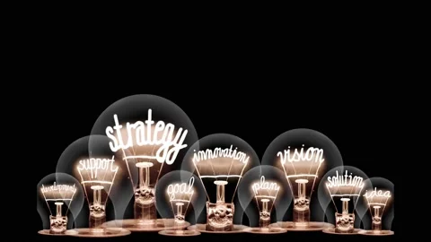 Light Bulbs with Strategy Concept Stock Footage 156115454