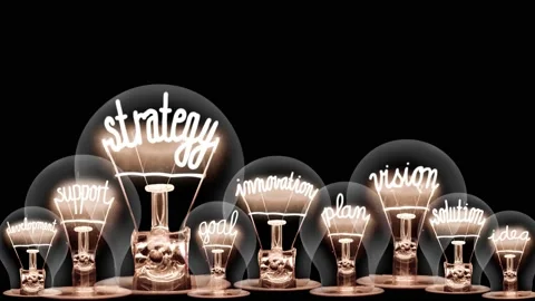 Light Bulbs with Strategy Concept Video stock 157750961