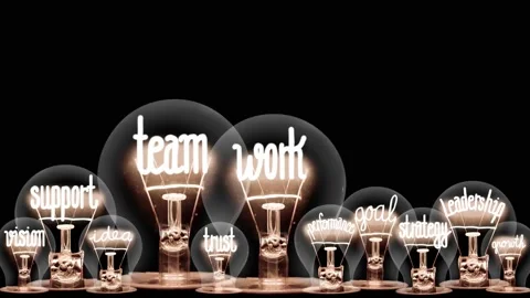 Light Bulbs with Team Work Concept Video stock 159078984