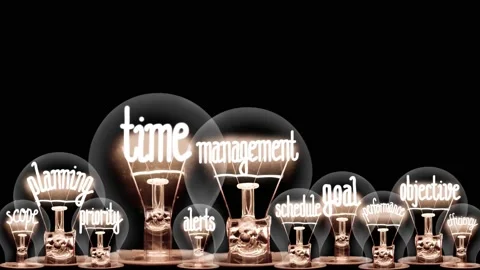 Light Bulbs with Time Management Concept Stock-Footage 173594435
