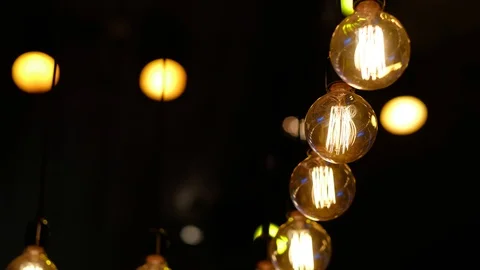 Light bulbs in the wedding decor. side view. 4K Stock Footage 105070254