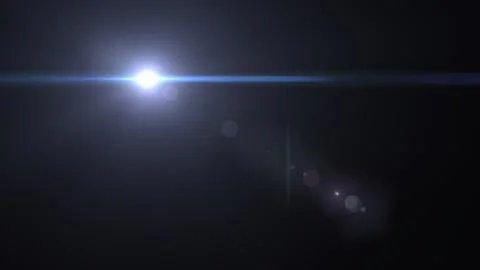 Light Burst with Horizontal Blue Anamorphic Flare on Black Background Stock Illustration