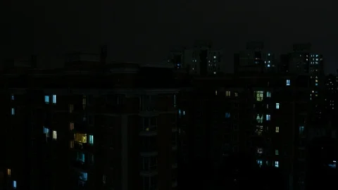 The light burst out through the build windows in shanghai midnight Stock Footage 93514075