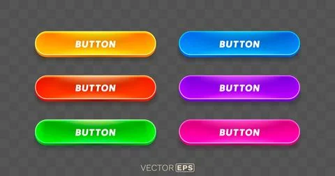 Light button, frame label, event web bar, buttons with color. Vector Stock Illustration