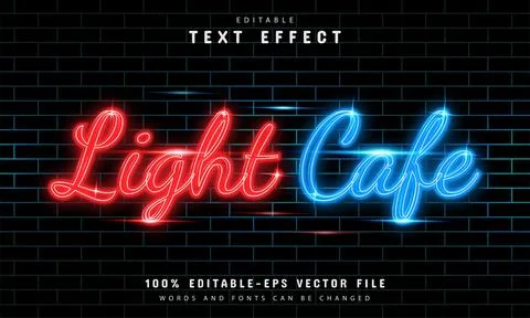 Light cafe text effect neon style Stock Illustration