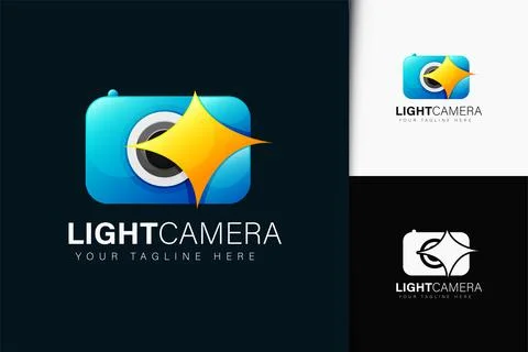 Light camera logo design with gradient Stock Illustration