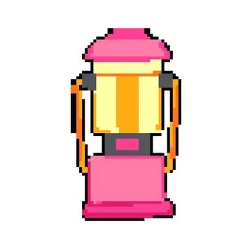 Light camping lamp pixel art vector illustration Stock Illustration