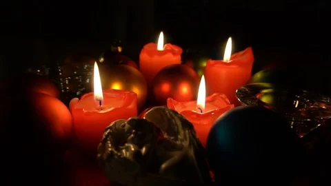 The light of candle in  the night Stock Footage 91380472