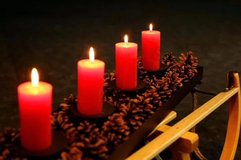 Light the candles in the advent Stock Photos