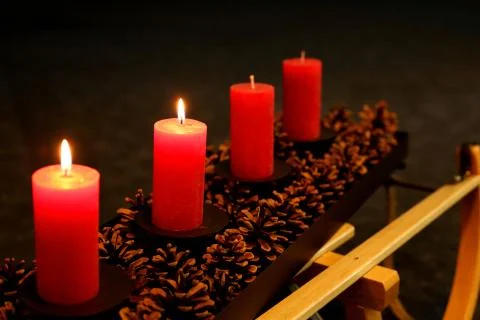 Light the candles in the advent Stock Photos