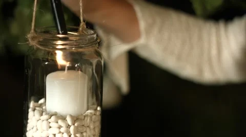 Light candles night fire Stockbeeldmateriaal 58060301