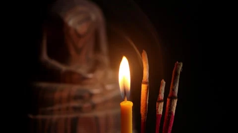 Light candles in the temple Stock Footage 252014273