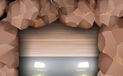 Light of a car in stone garage Stock Illustration