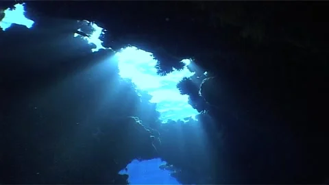Light In A Cave Diving, Red Sea Stock Footage 300413011