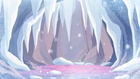Light cave: Pink pool in a cave , rocks around, sky light scene Stock Footage 307001644