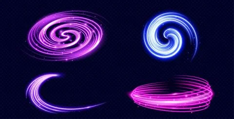 Light circle and spin neon elements with swoosh Stockillustratie