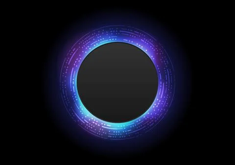 Light circle with dots light effect on black background and circle frame with Stock Illustration