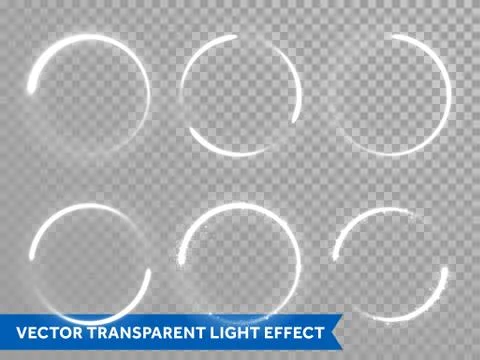 Light circle shine effect on vector transparent background Illustrazione stock
