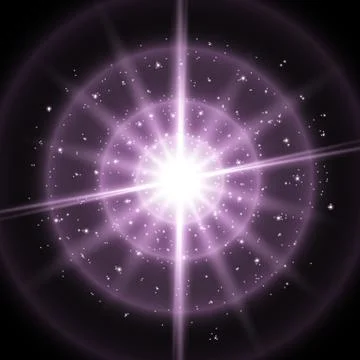 Light circle with waves of light and stardust, purple color Stock Illustration