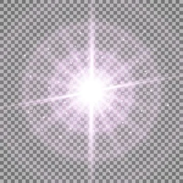 Light circle with waves of light and stardust, purple color Stock Illustration