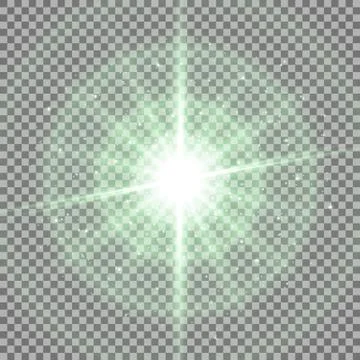 Light circle with waves of light and stardust, green color Stock Illustration