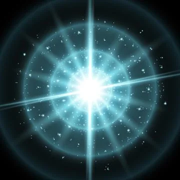 Light circle with waves of light and stardust, aqua color Stock Illustration