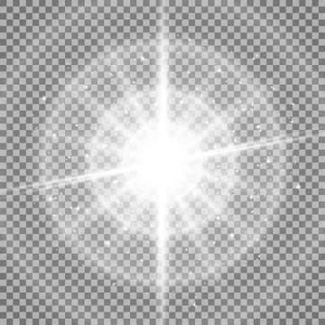 Light circle with waves of light and stardust, white color Stock Illustration