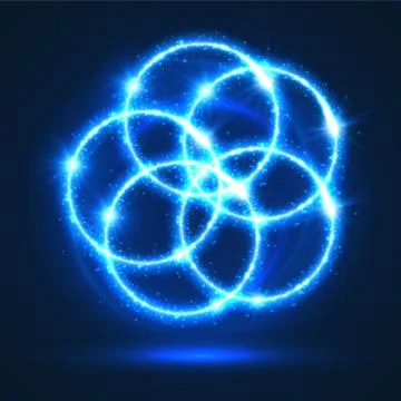 Light circles abstract vector neon lights flashes Illustrazione stock
