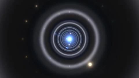 Light circles in dark space create a sense of depth and Stock Footage 338293293