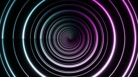 Light circles form a dynamic pattern in a dark tunnel Stock Footage 339329377