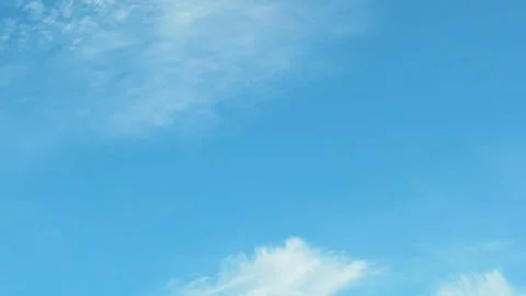 Light Cirrus and Fluffy White Clouds Sunny Clear Blue Sky, Time Lapse. Good Weat Stock Footage 304512373