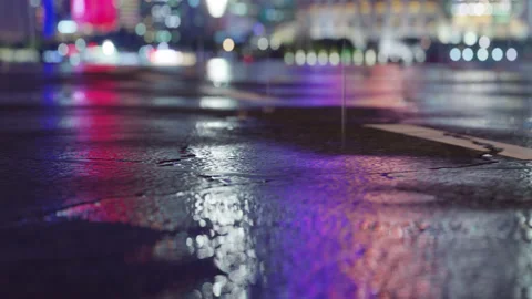 Light City Street Rain CGI 스톡 동영상 212570275