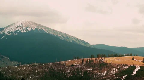 Light Clouds and Fast Shadows Moving on the Valley in the Carpathian Mountains Stock Footage 48458365