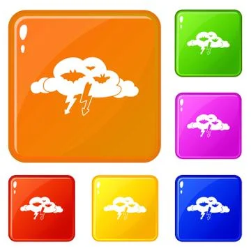 Light clouds icons set color Stock Illustration